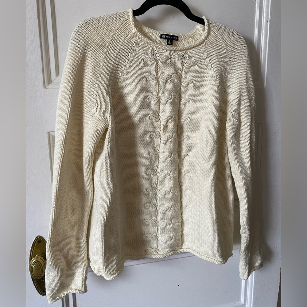 🌻J. Crew Ivory Cable Knit Sweater